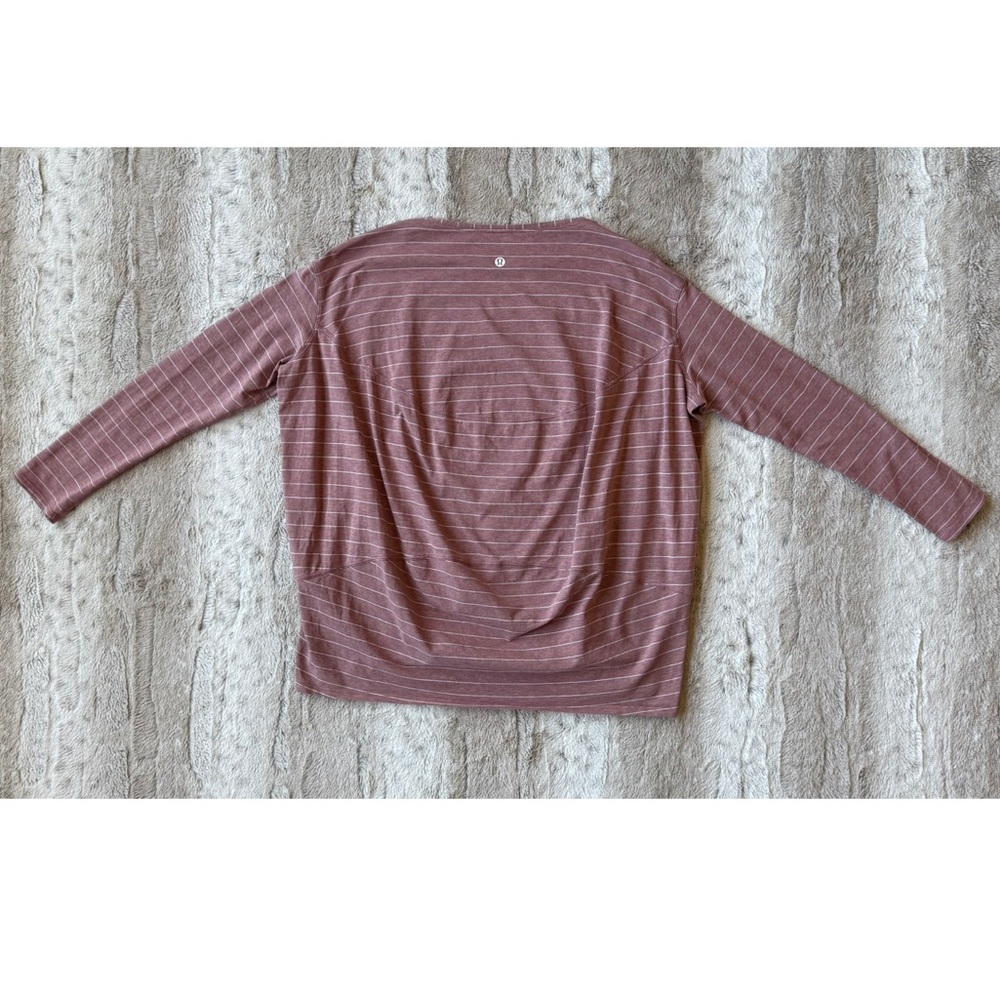 Lululemon🍋Back In Action Long Sleeve Short Serve Stripe Heathered Spiced Chai - Picture 5 of 12